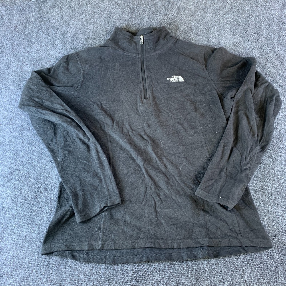The North Face Fleece Jacket Womens Small Black Logo Quarter Zip Pullover Winter